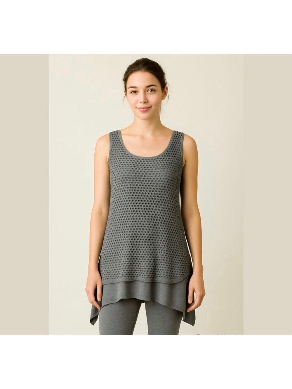 Cable & GAUGE & Bobeau 2 in one sleeveless tunic gray asymmetrical hem Sz M